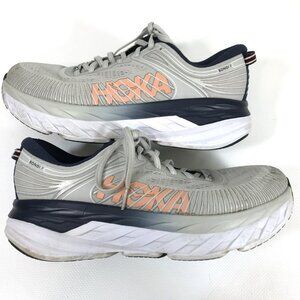 HOKA BONDI 7 Women Size 9.5 Wide Gray Navy Blue Peach